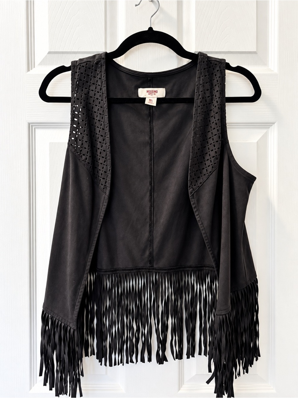 Mossimo Supply Co. Black Fringe Faux-Suede Vest